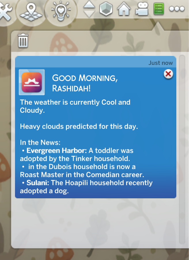 Screenshot of daily report